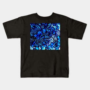 Blue Spirals And Swirls Kids T-Shirt